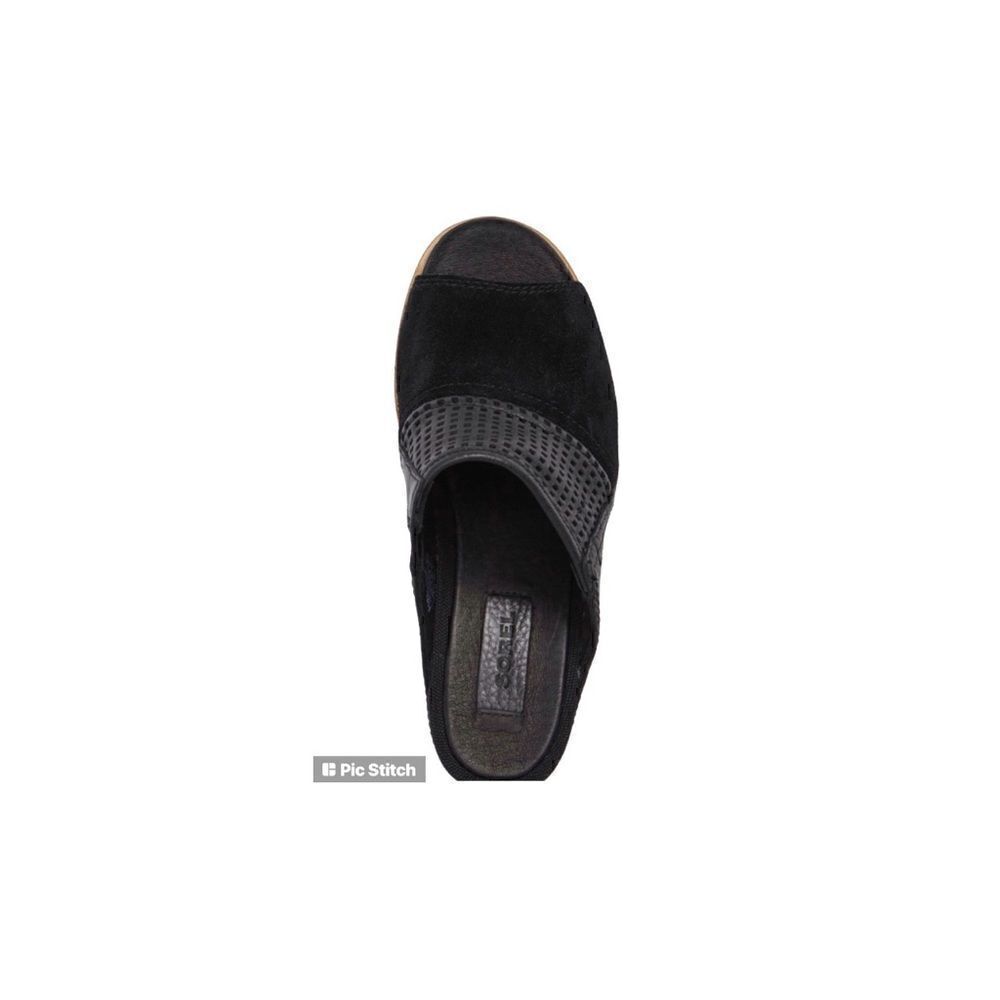 Sorel Joanie Black Suede and Laser Cut Leather Slide Mules - Picture 3 of 13